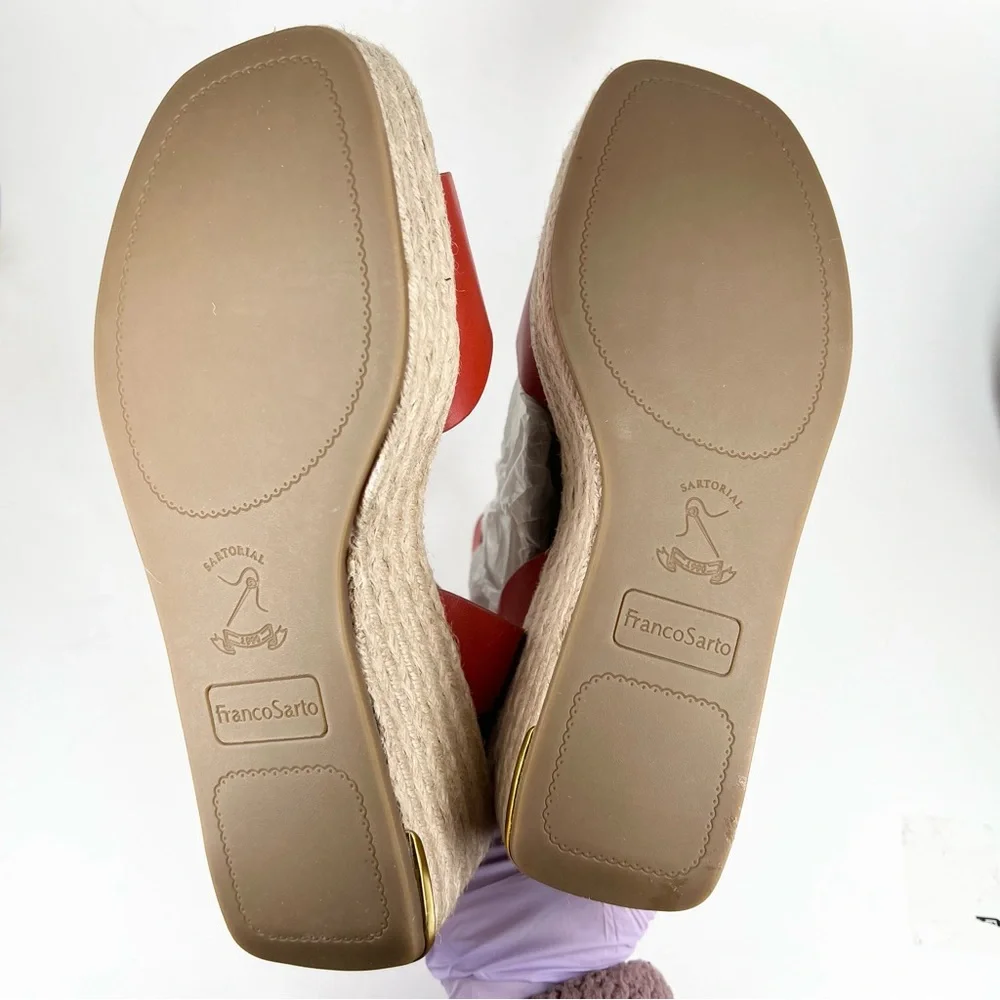 Franco Sarto Red Espadrille Wedge Sandals
